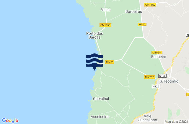 Karte der Gezeiten Praia dos Alteirinhos, Portugal