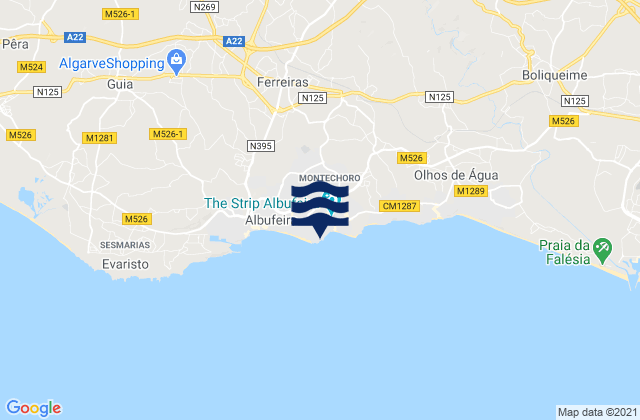 Karte der Gezeiten Praia dos Aveiros, Portugal