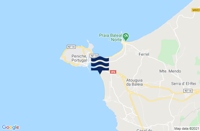 Karte der Gezeiten Praia dos Supertubos, Portugal