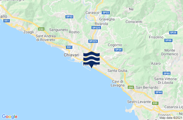 Karte der Gezeiten Prati, Italy