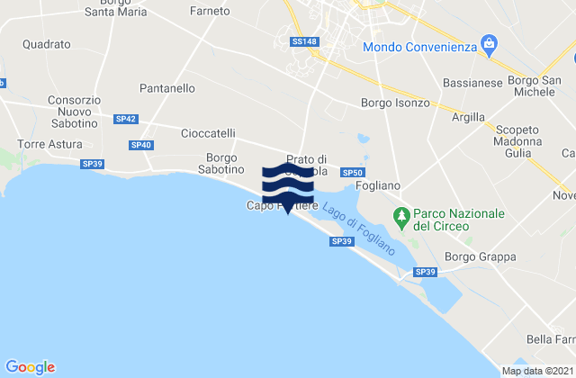 Karte der Gezeiten Prato di Coppola, Italy