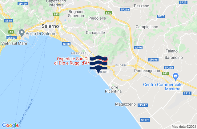 Karte der Gezeiten Prepezzano, Italy