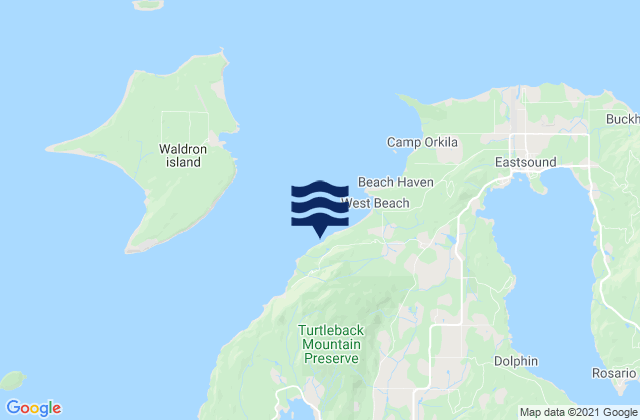 Karte der Gezeiten President Channel, Orcas Island, United States