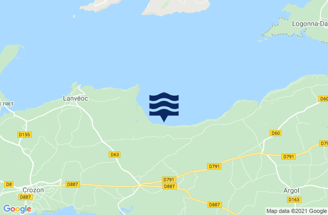 Karte der Gezeiten Presqu'île de Crozon, France