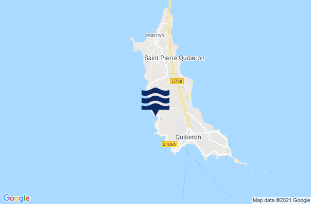 Karte der Gezeiten Presqu'île de Quiberon, France