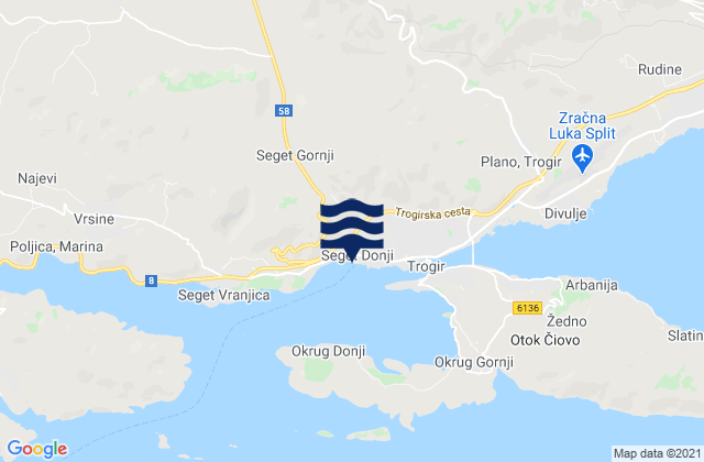 Karte der Gezeiten Prgomet, Croatia