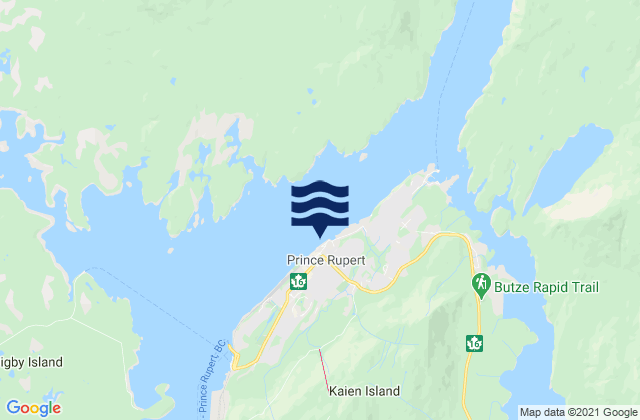 Karte der Gezeiten Prince Rupert, Canada