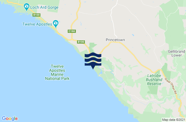 Karte der Gezeiten Princetown, Australia