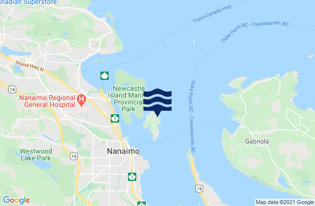 Karte der Gezeiten Protection Island, Canada