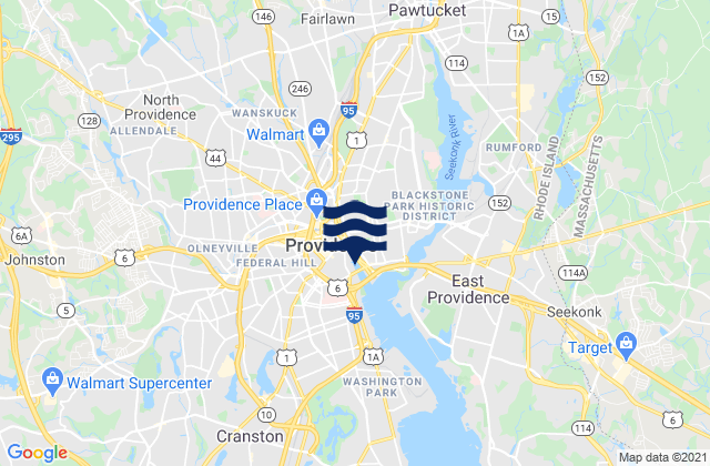 Karte der Gezeiten Providence, United States