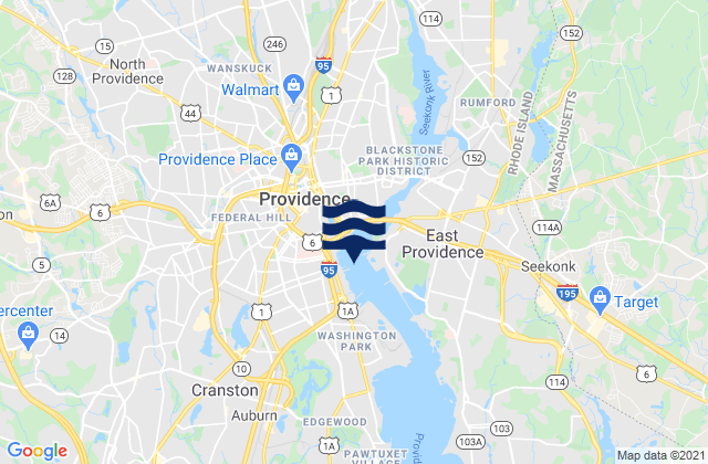 Karte der Gezeiten Providence River Fox Point Reach, United States