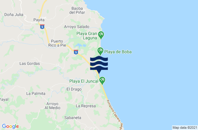 Karte der Gezeiten Provincia María Trinidad Sánchez, Dominican Republic