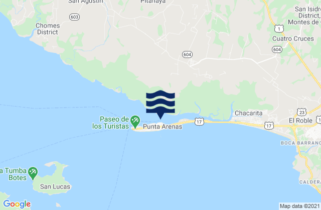 Karte der Gezeiten Provincia de Puntarenas, Costa Rica