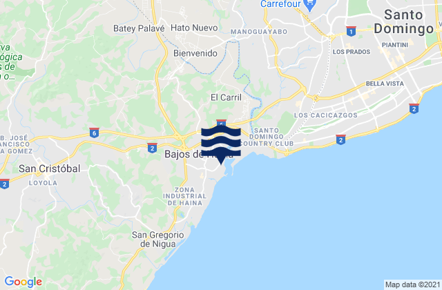 Karte der Gezeiten Provincia de San Cristóbal, Dominican Republic
