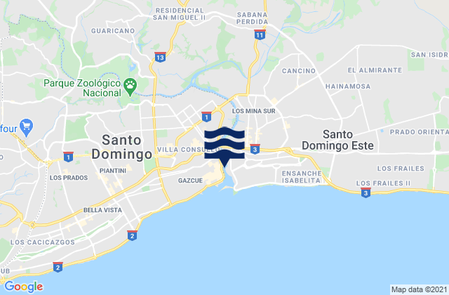 Karte der Gezeiten Provincia de Santo Domingo, Dominican Republic