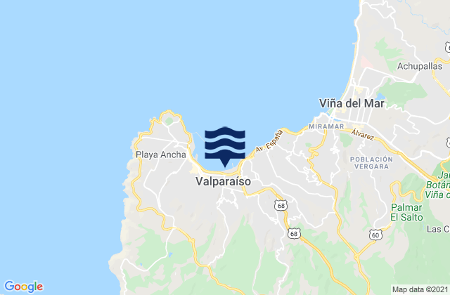 Karte der Gezeiten Provincia de Valparaíso, Chile