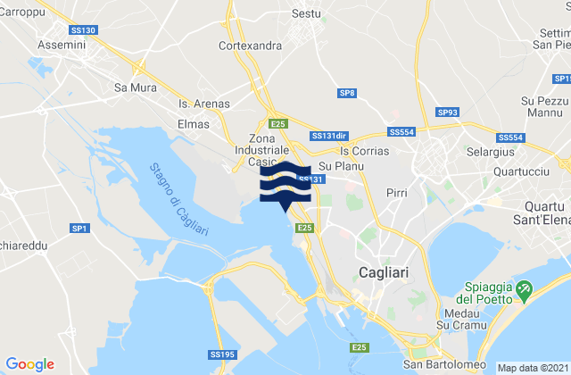 Karte der Gezeiten Provincia di Cagliari, Italy