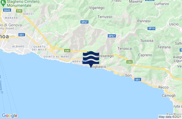 Karte der Gezeiten Provincia di Genova, Italy