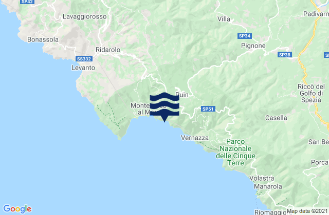 Karte der Gezeiten Provincia di La Spezia, Italy