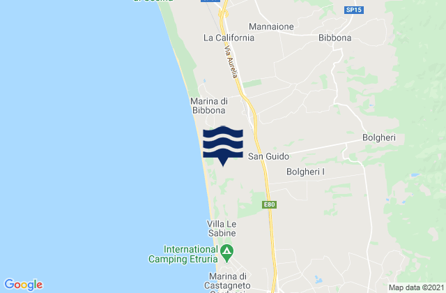Karte der Gezeiten Provincia di Livorno, Italy
