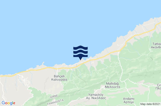 Karte der Gezeiten Psyllátos, Cyprus
