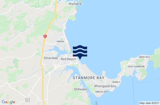 Karte der Gezeiten Puawai Bay, New Zealand