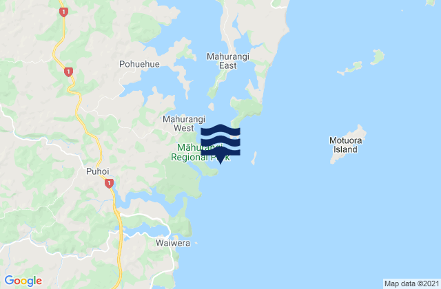 Karte der Gezeiten Pudding Island, New Zealand