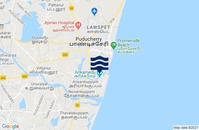 Karte der Gezeiten Puducherry, India