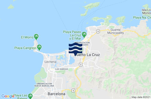Karte der Gezeiten Puerto Cruz, Venezuela