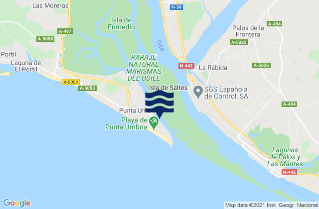 Karte der Gezeiten Puerto Deportivo Punta Umbría, Spain
