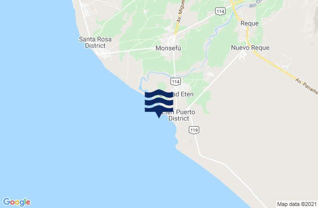 Karte der Gezeiten Puerto Eten, Peru