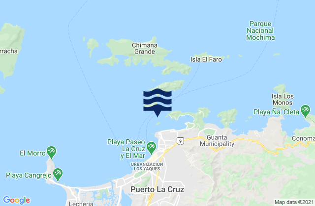 Karte der Gezeiten Puerto La Cruz, Venezuela