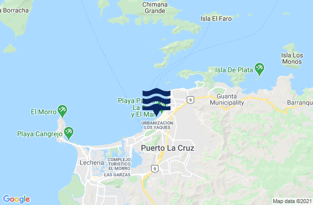 Karte der Gezeiten Puerto La Cruz, Venezuela