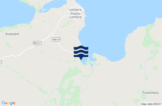 Karte der Gezeiten Puerto Lempira, Honduras