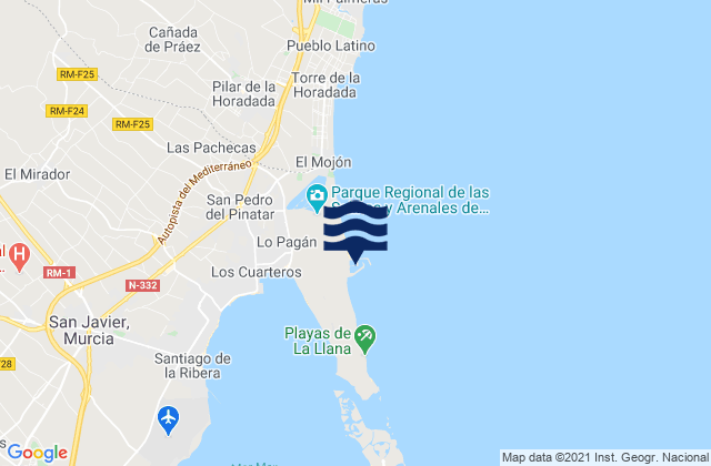 Karte der Gezeiten Puerto Marina De Las Salinas, Spain