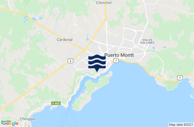 Karte der Gezeiten Puerto Montt Seno Reloncavi, Chile