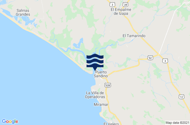 Karte der Gezeiten Puerto Sandino, Nicaragua