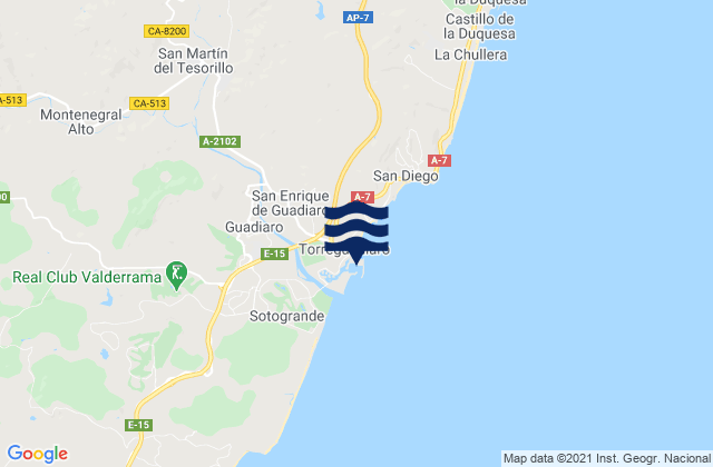 Karte der Gezeiten Puerto Sotogrande, Spain