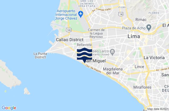 Karte der Gezeiten Puerto Viejo, Peru