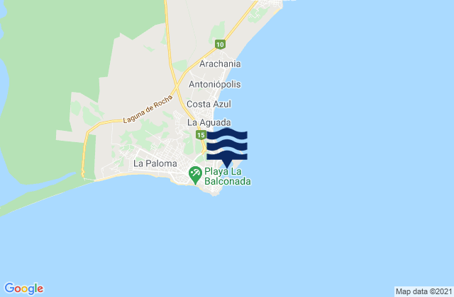Karte der Gezeiten Puerto Viejo, Uruguay