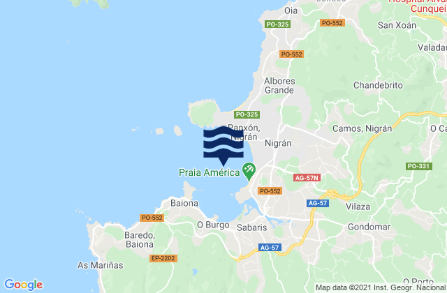 Karte der Gezeiten Puerto de Bayona, Portugal