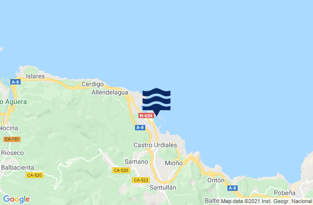 Karte der Gezeiten Puerto de Castro Urdiales, Spain