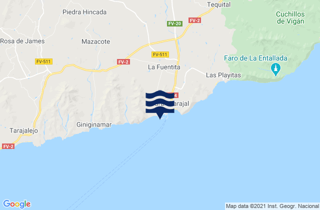 Karte der Gezeiten Puerto de Gran Tarajal, Spain