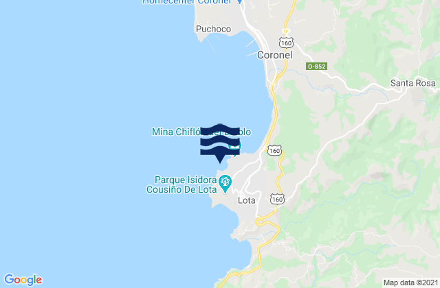 Karte der Gezeiten Puerto de Lota, Chile