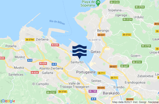 Karte der Gezeiten Puerto de Santurtzi, Spain