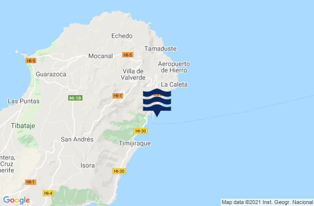 Karte der Gezeiten Puerto de la Estaca (El Hierro), Spain