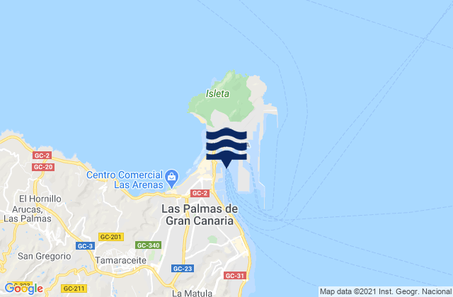 Karte der Gezeiten Puerto de la Luz, Spain