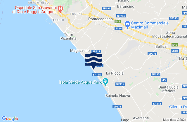 Karte der Gezeiten Pugliano, Italy