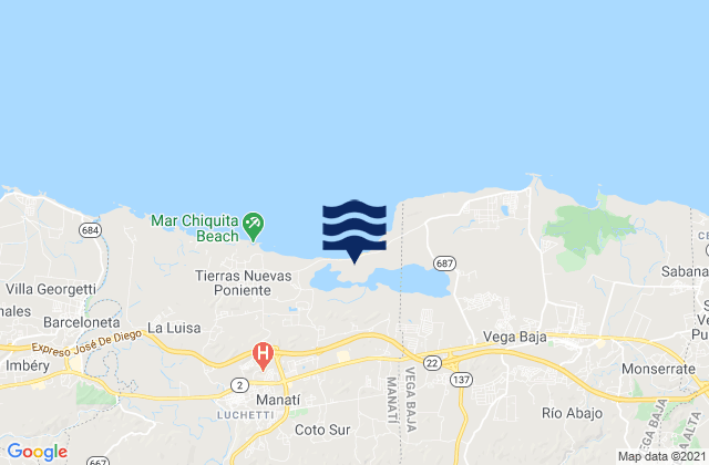 Karte der Gezeiten Pugnado Adentro Barrio, Puerto Rico