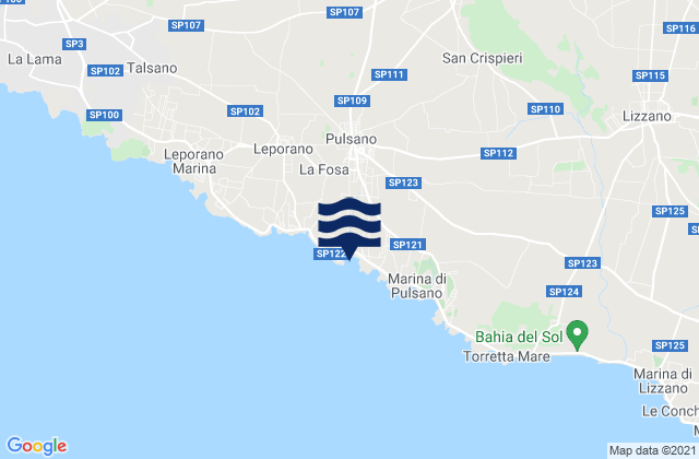 Karte der Gezeiten Pulsano, Italy